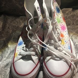 NWOT White Hi Top Converse Chuck Taylors CUSTOM